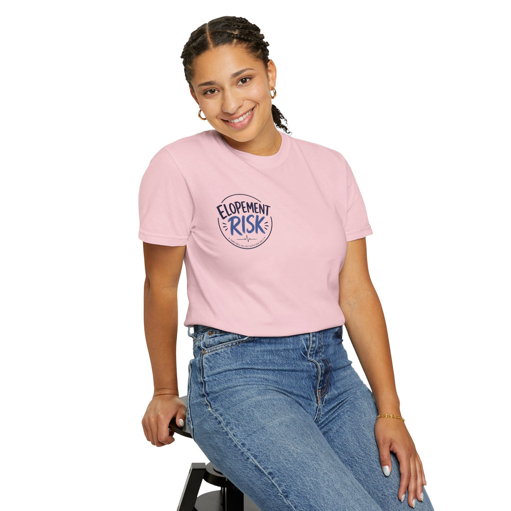 Country Nurse T-Shirt — Rustic Nursing Shirt with 'Elopement Risk' Pocket Badge