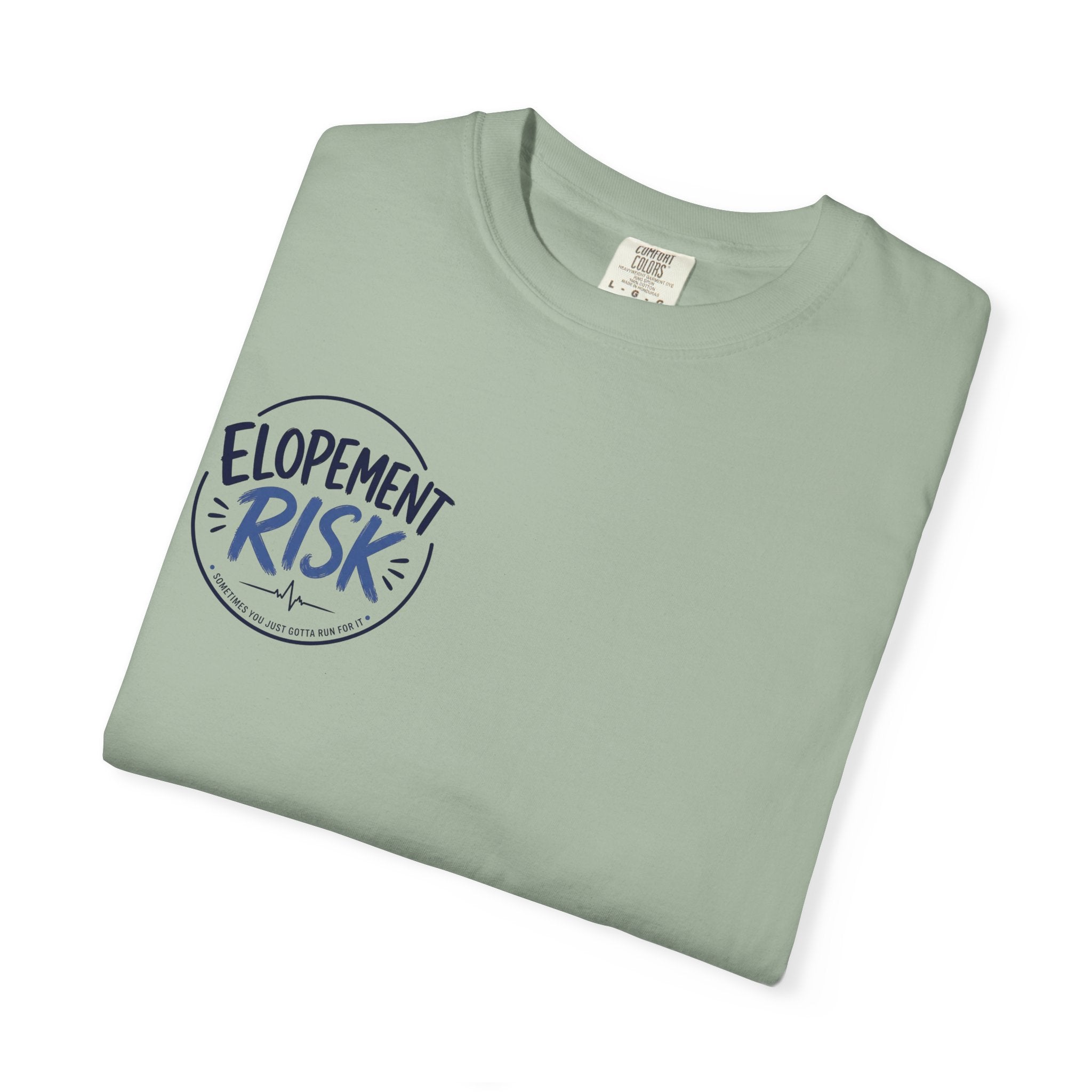 Country Nurse T-Shirt — Rustic Nursing Shirt with 'Elopement Risk' Pocket Badge