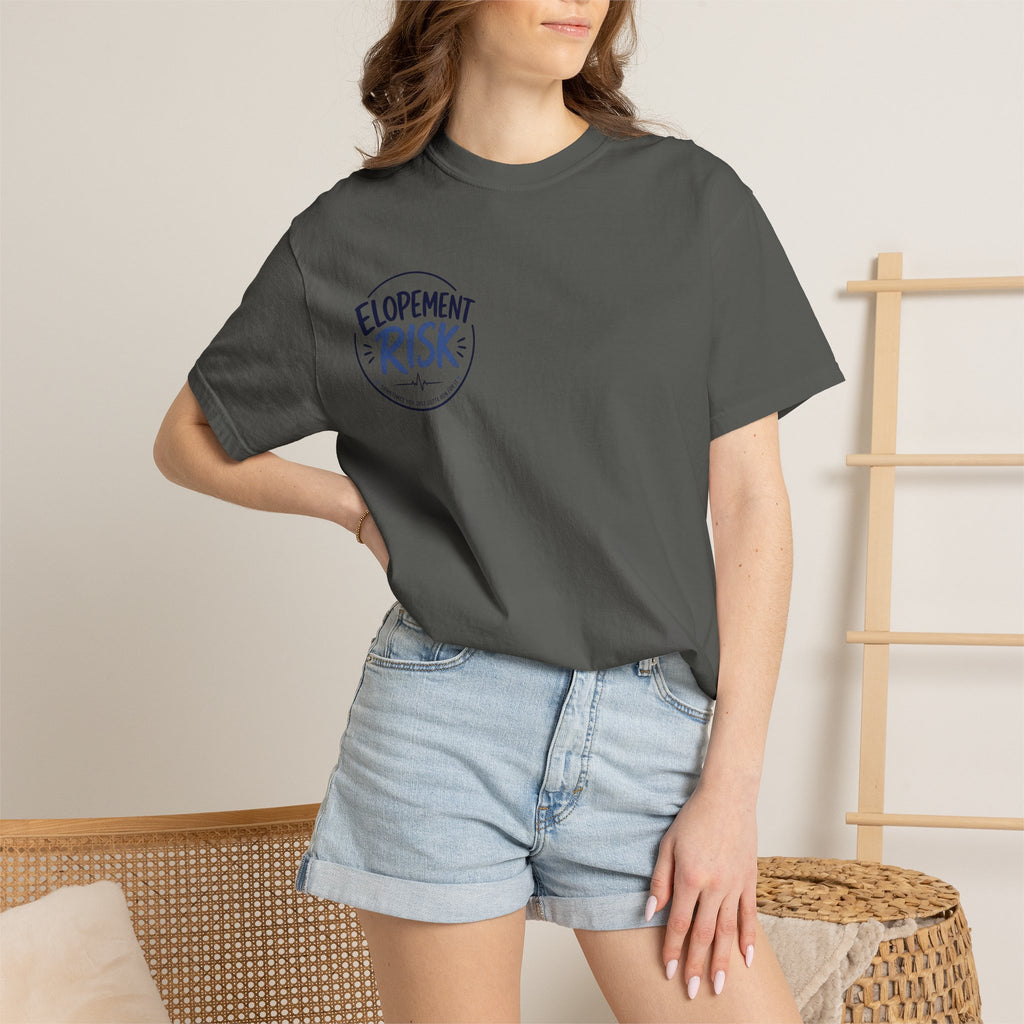 Country Nurse T-Shirt — Rustic Nursing Shirt with 'Elopement Risk' Pocket Badge