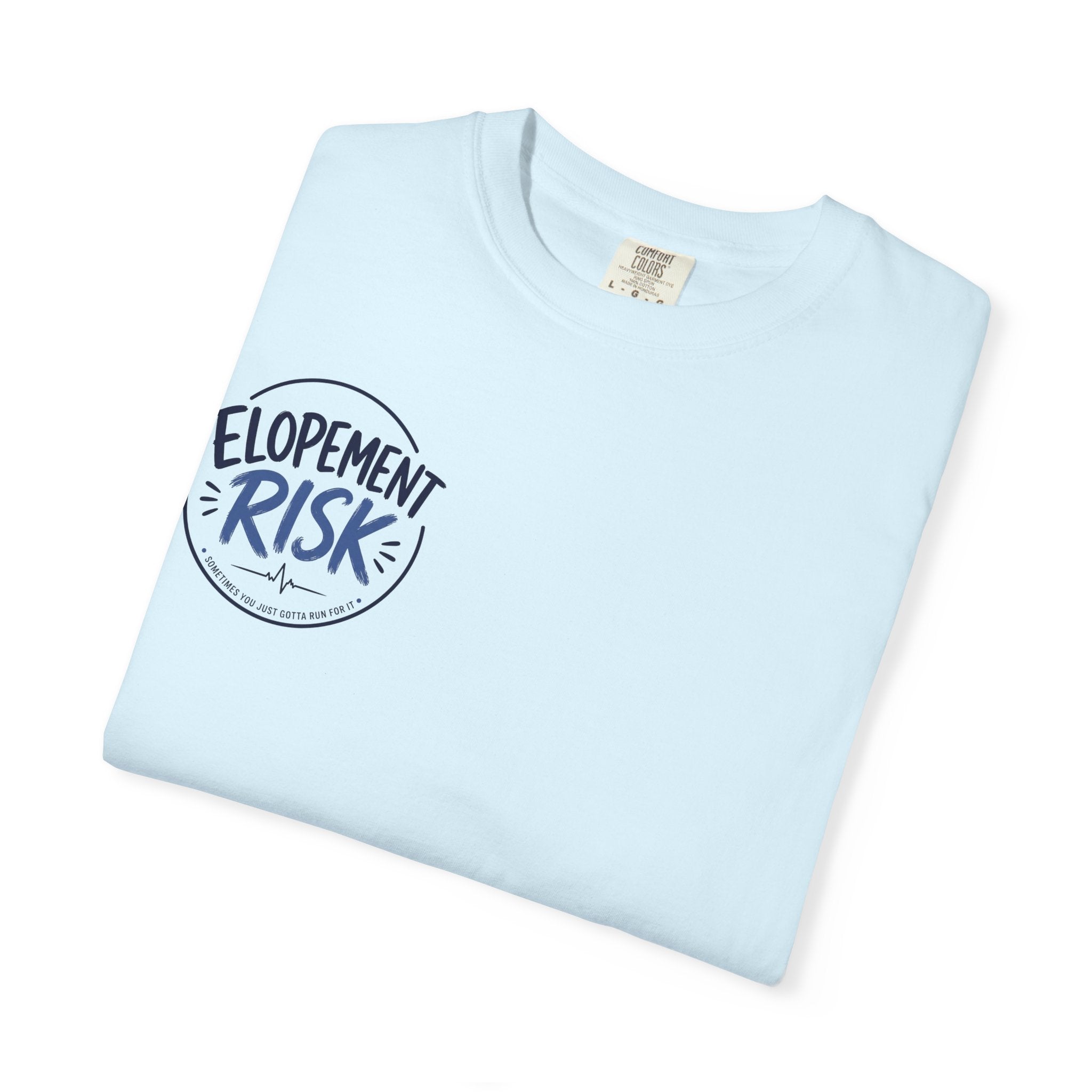 T-Shirt — 'Elopement Risk' Front & 'Bitten by a Turtle' Novelty Graphic Tee