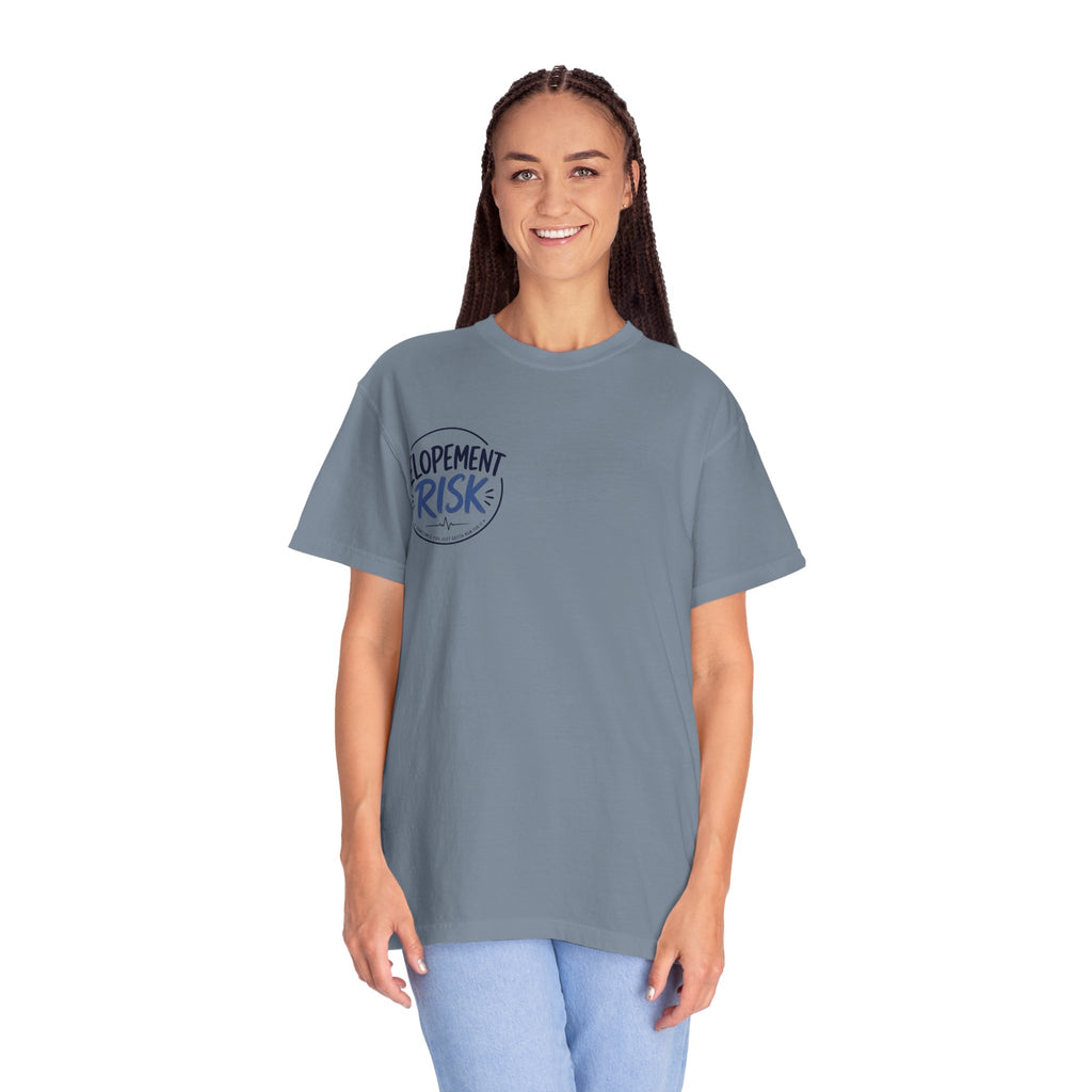 Country Nurse T-Shirt — Rustic Nursing Shirt with 'Elopement Risk' Pocket Badge