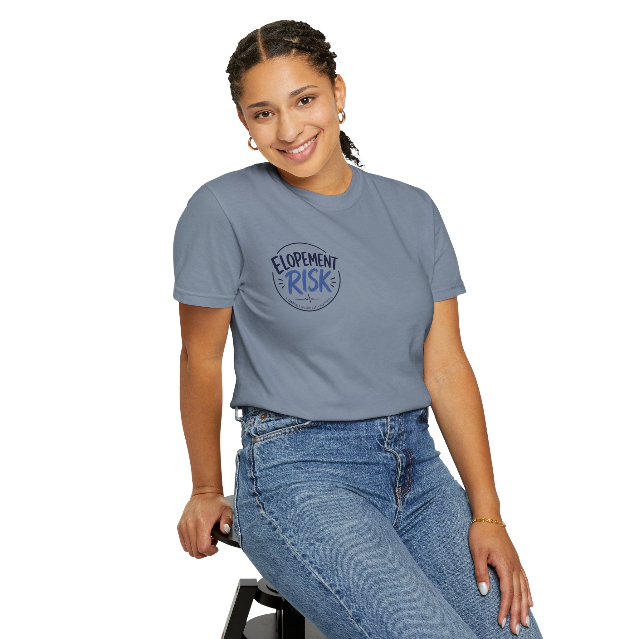 Country Nurse T-Shirt — Rustic Nursing Shirt with 'Elopement Risk' Pocket Badge
