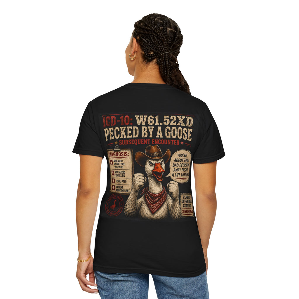 Pecked by a Goose T-Shirt — Funny Cowboy Goose Graphic Tee