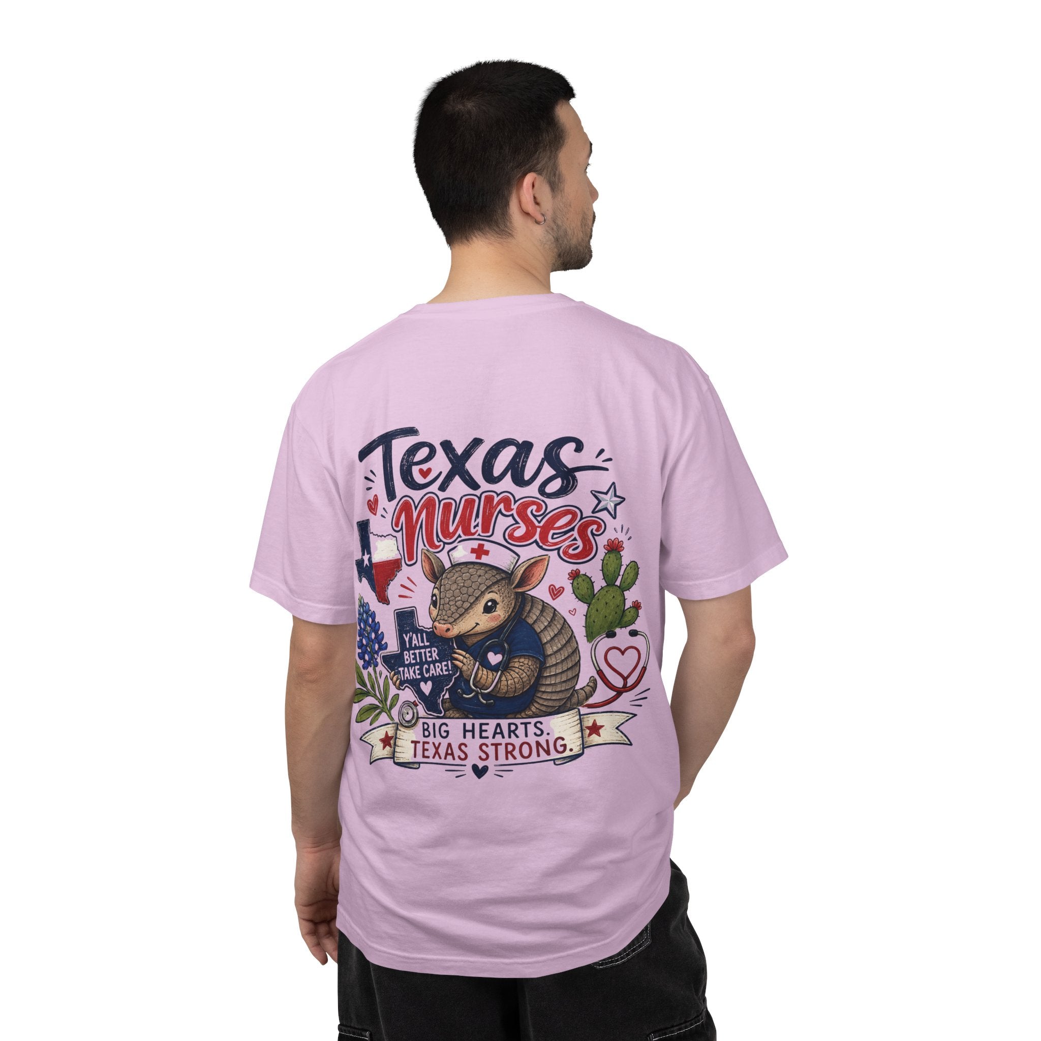 Texas Nurses T-Shirt — "Elopement Risk" Cute Armadillo Design, Big Hearts Texas Strong
