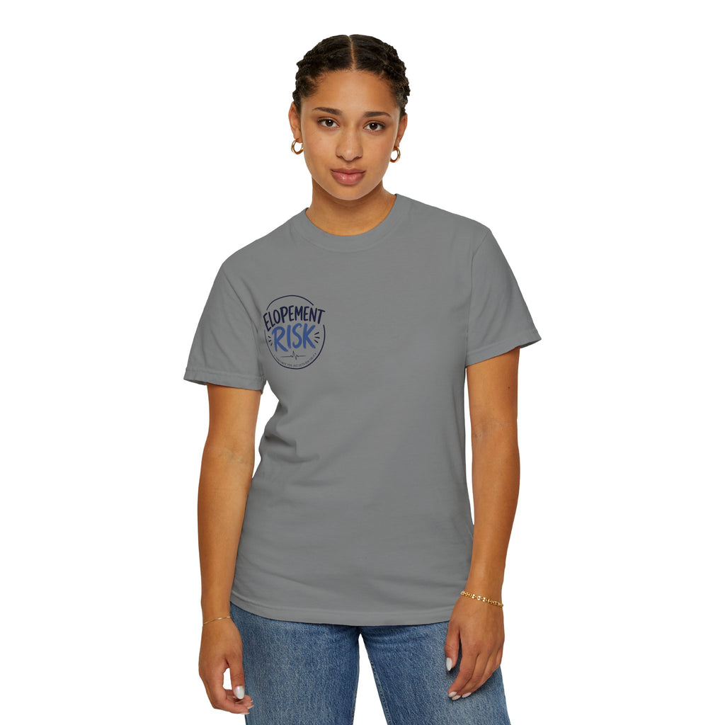 Country Nurse T-Shirt — Rustic Nursing Shirt with 'Elopement Risk' Pocket Badge