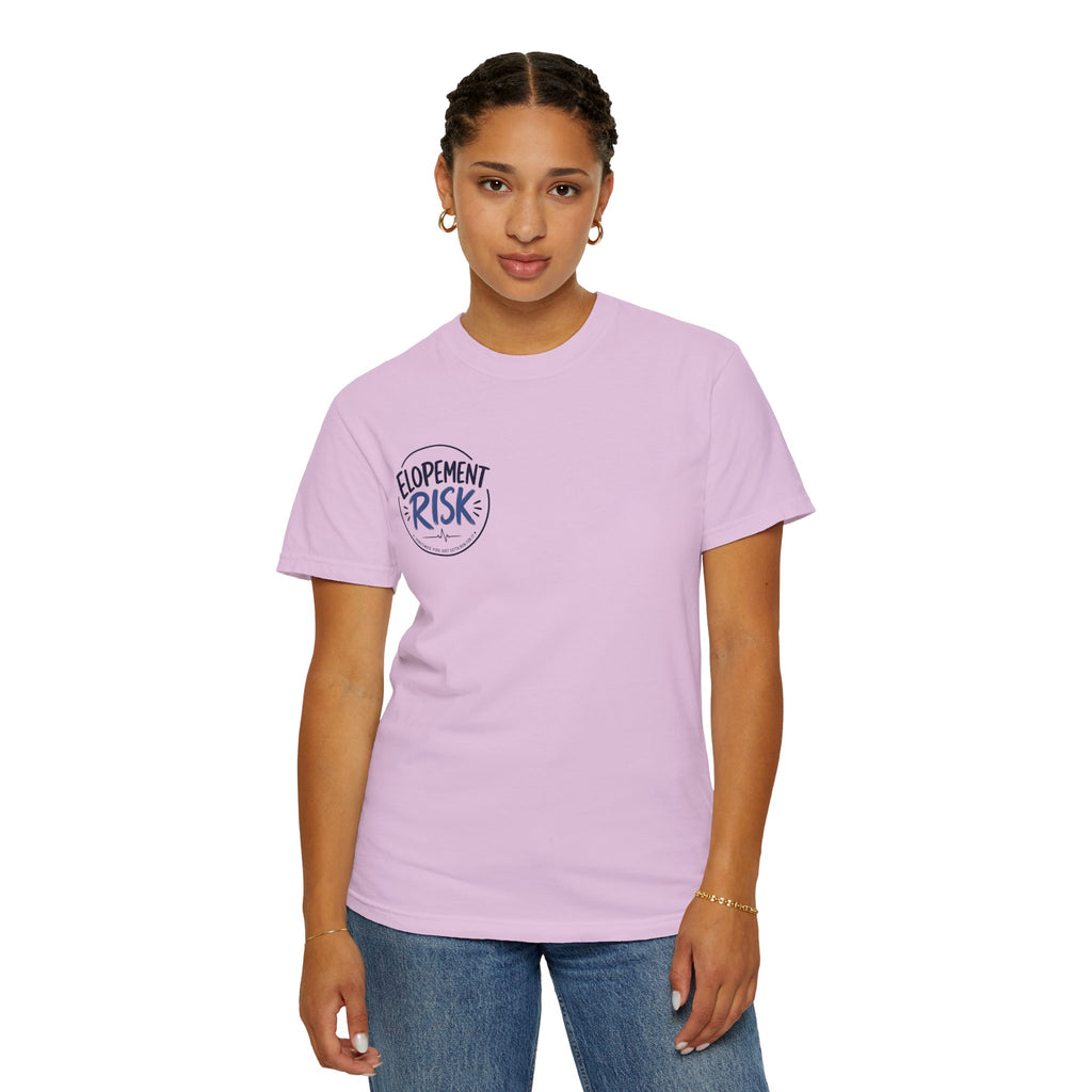 Country Nurse T-Shirt — Rustic Nursing Shirt with 'Elopement Risk' Pocket Badge