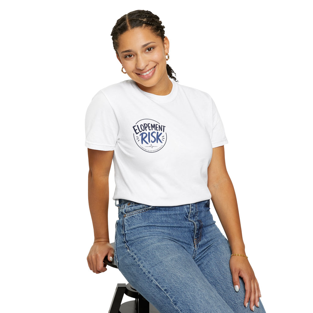 Country Nurse T-Shirt — Rustic Nursing Shirt with 'Elopement Risk' Pocket Badge