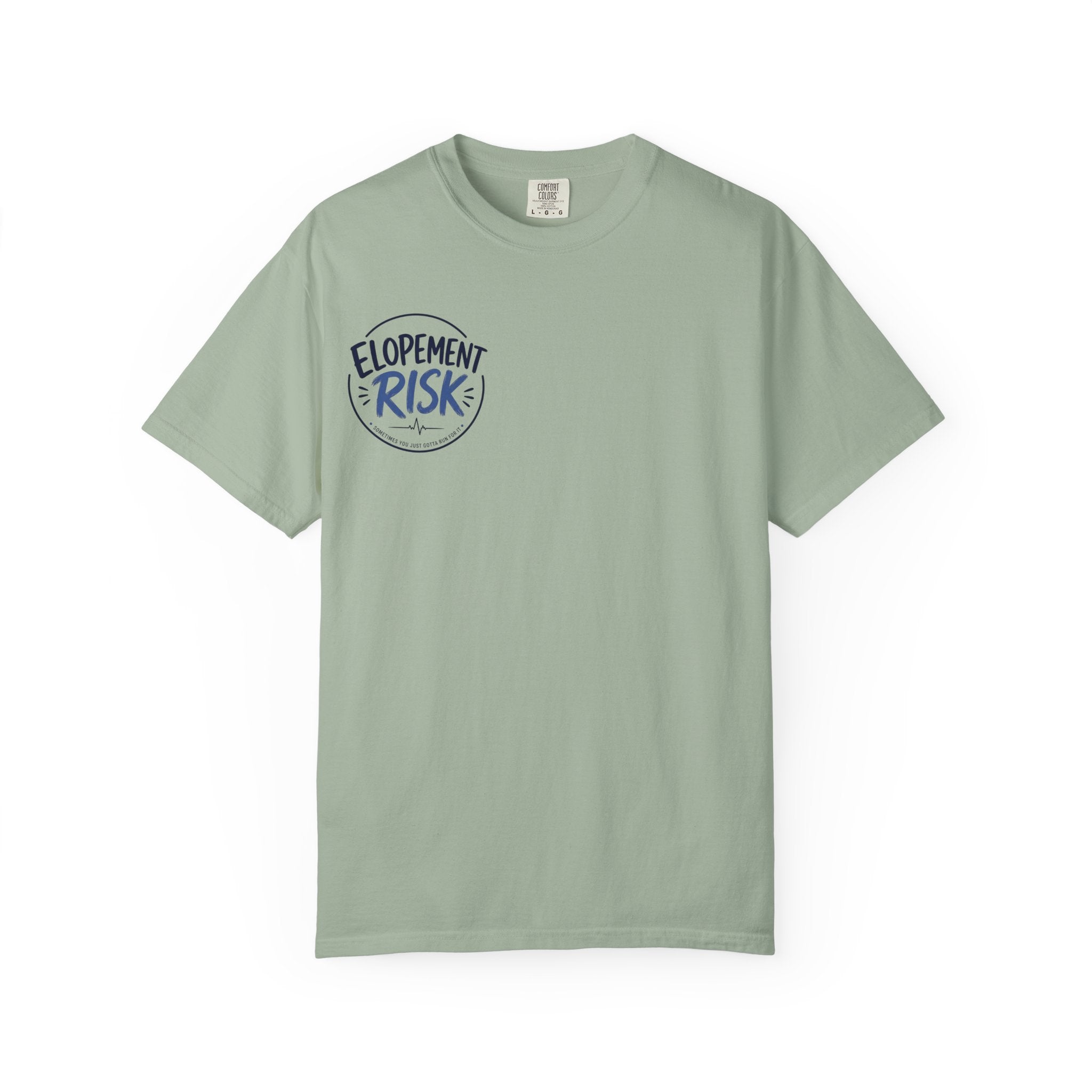 T-Shirt — 'Elopement Risk' Front & 'Bitten by a Turtle' Novelty Graphic Tee