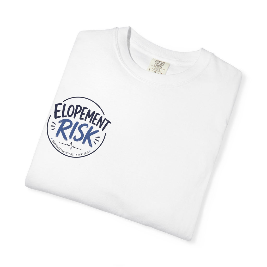 Country Nurse T-Shirt — Rustic Nursing Shirt with 'Elopement Risk' Pocket Badge