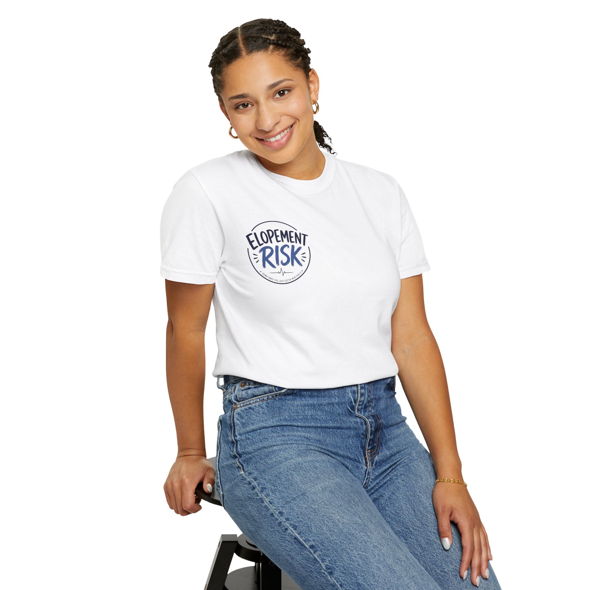 T-Shirt — 'Elopement Risk' Front & 'Bitten by a Turtle' Novelty Graphic Tee