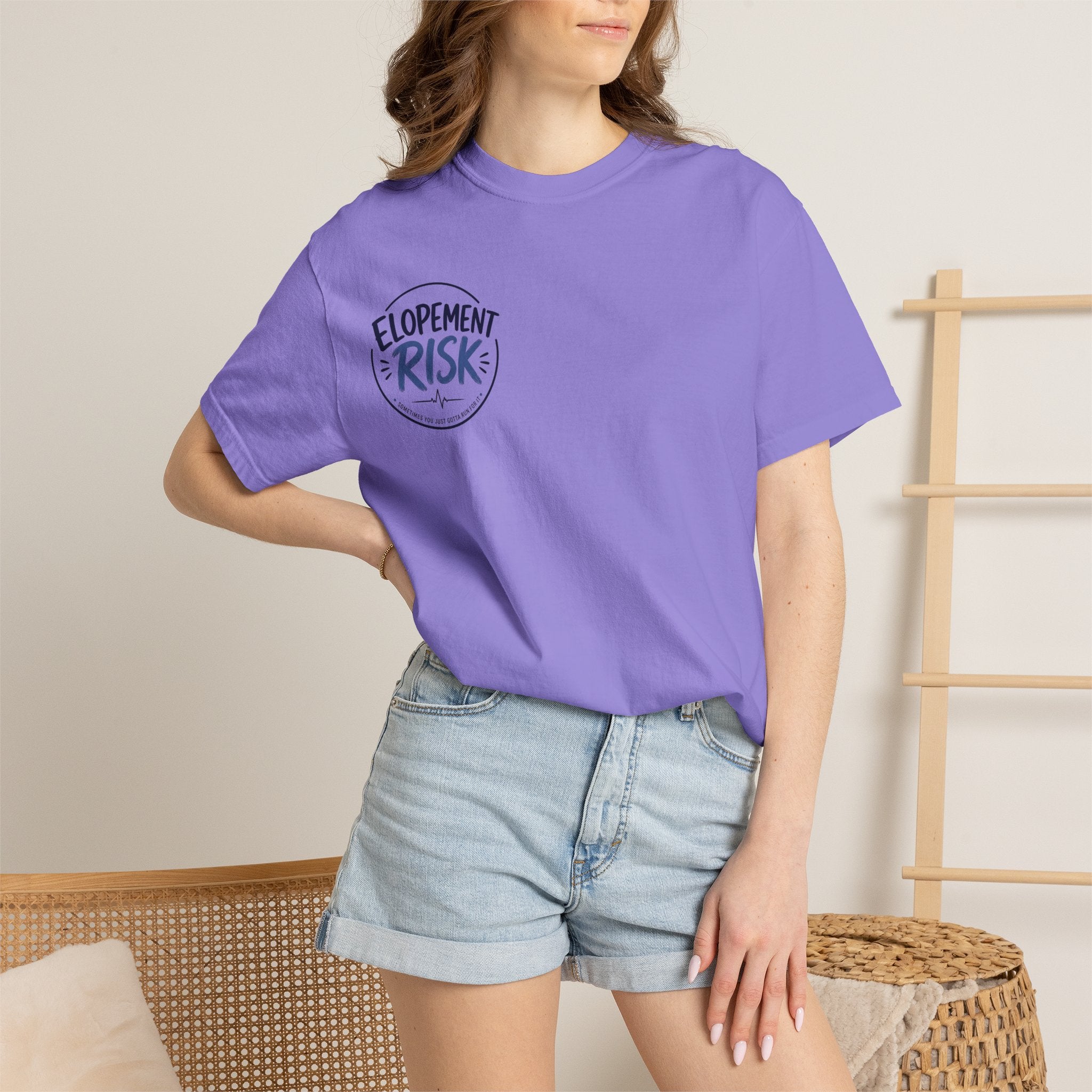 T-Shirt — 'Elopement Risk' Front & 'Bitten by a Turtle' Novelty Graphic Tee
