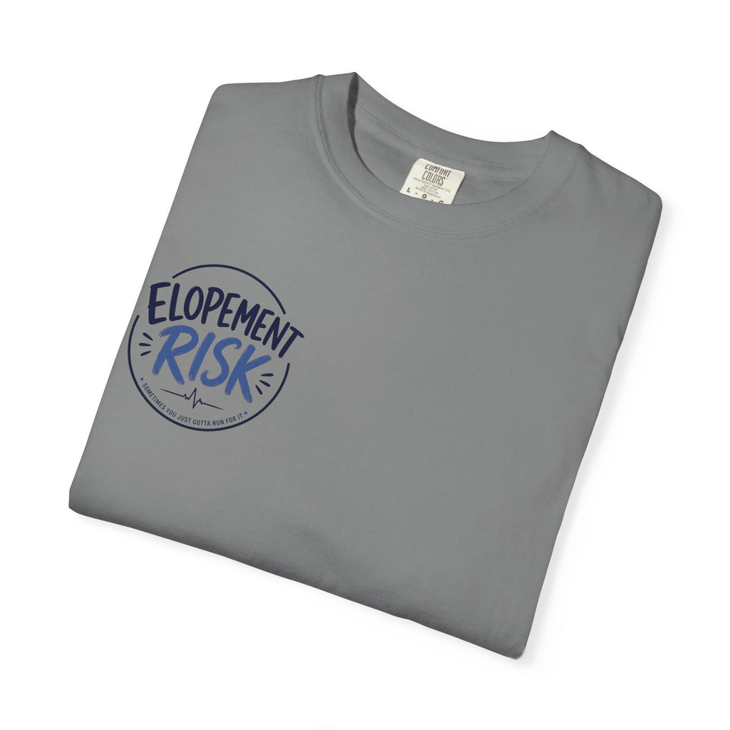 Country Nurse T-Shirt — Rustic Nursing Shirt with 'Elopement Risk' Pocket Badge