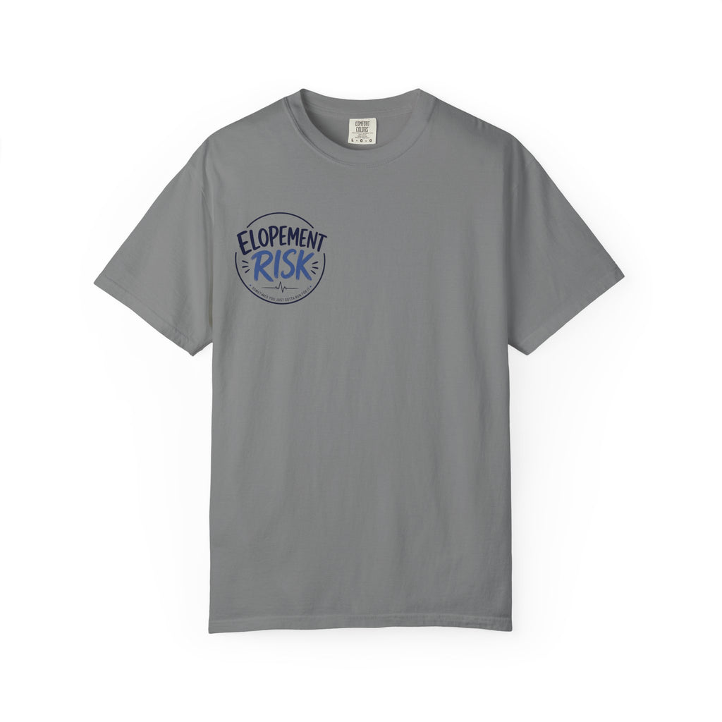Country Nurse T-Shirt — Rustic Nursing Shirt with 'Elopement Risk' Pocket Badge