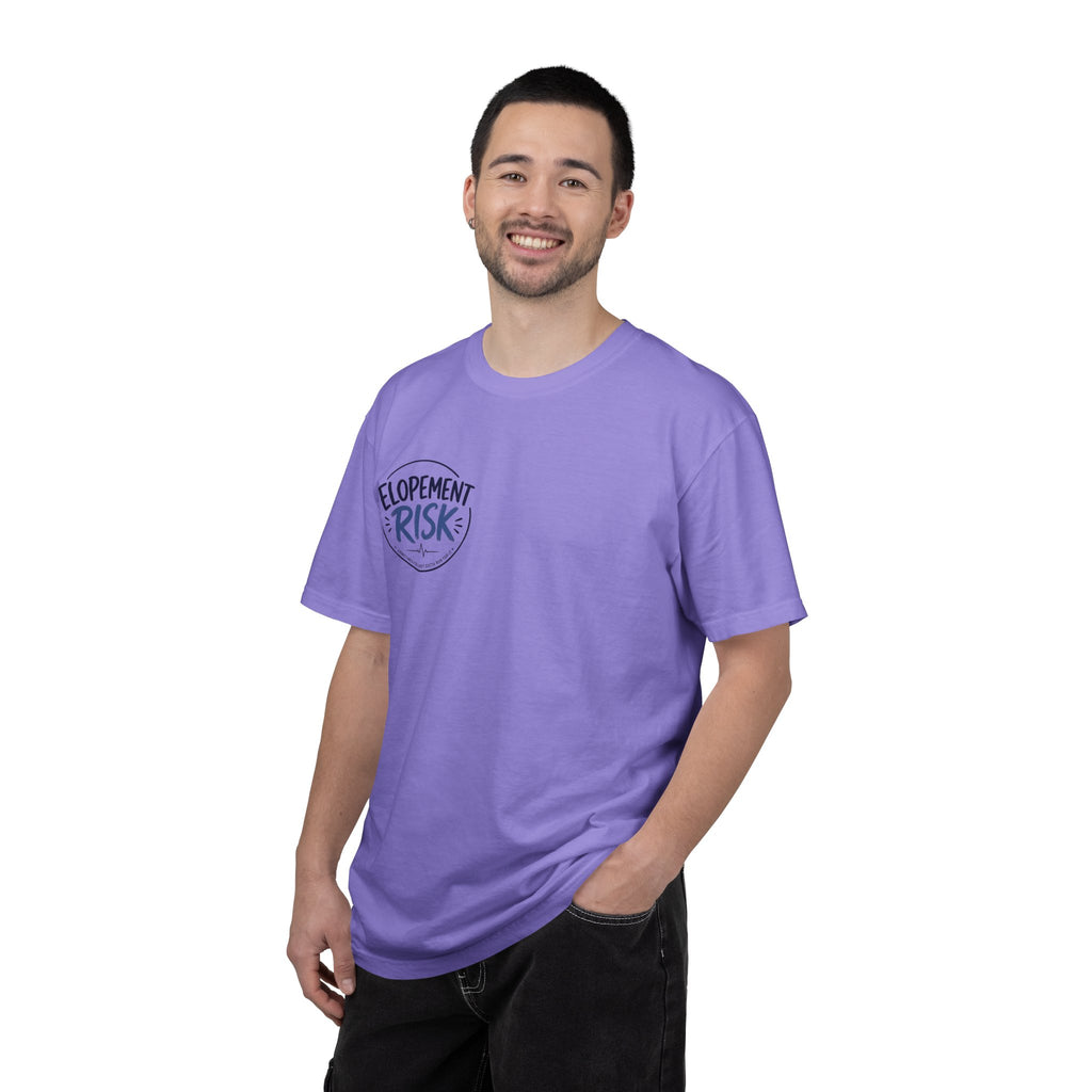 Country Nurse T-Shirt — Rustic Nursing Shirt with 'Elopement Risk' Pocket Badge