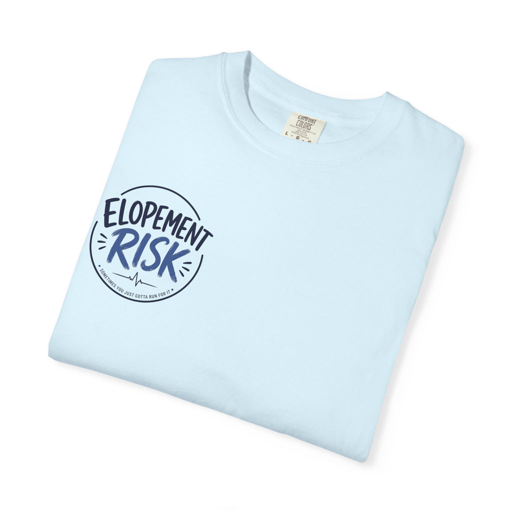 Country Nurse T-Shirt — Rustic Nursing Shirt with 'Elopement Risk' Pocket Badge