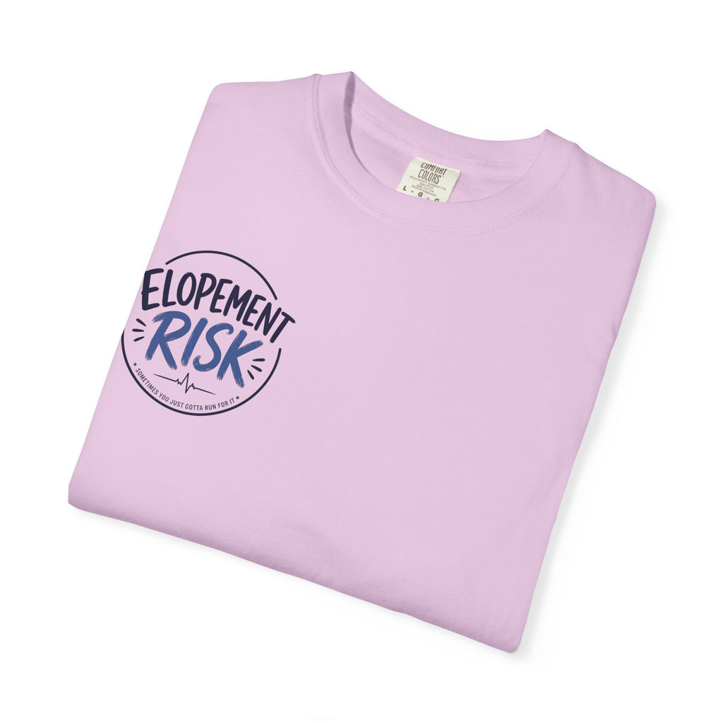 T-Shirt — 'Elopement Risk' Front & 'Bitten by a Turtle' Novelty Graphic Tee
