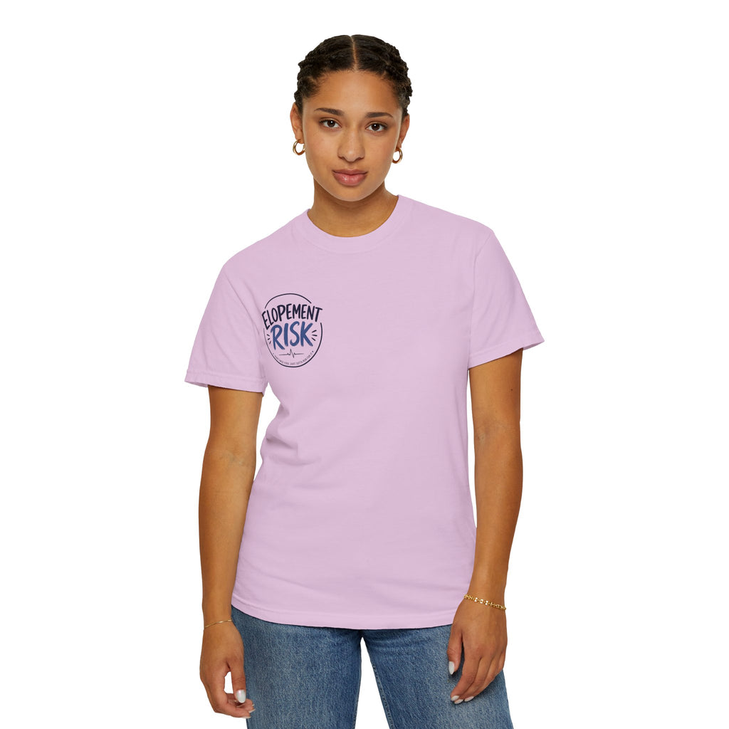 T-Shirt — 'Elopement Risk' Front & 'Bitten by a Turtle' Novelty Graphic Tee