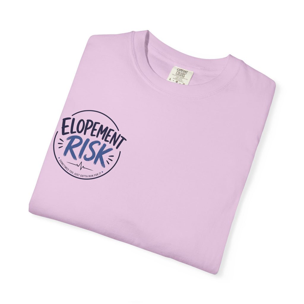 Country Nurse T-Shirt — Rustic Nursing Shirt with 'Elopement Risk' Pocket Badge