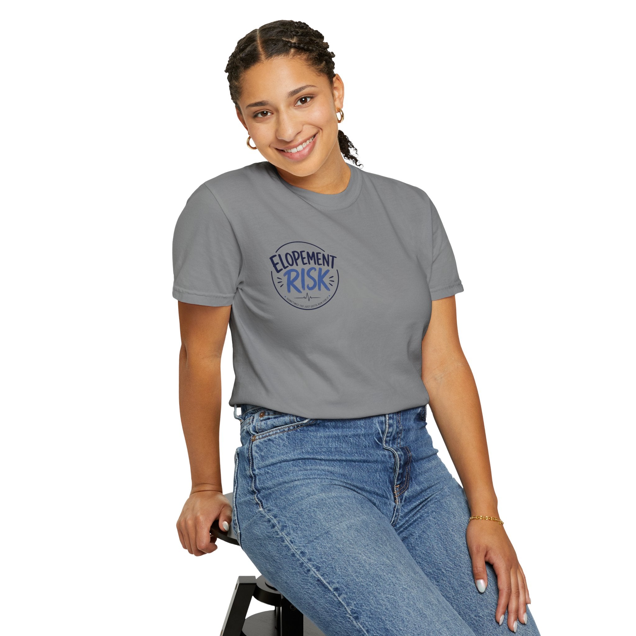 Country Nurse T-Shirt — Rustic Nursing Shirt with 'Elopement Risk' Pocket Badge