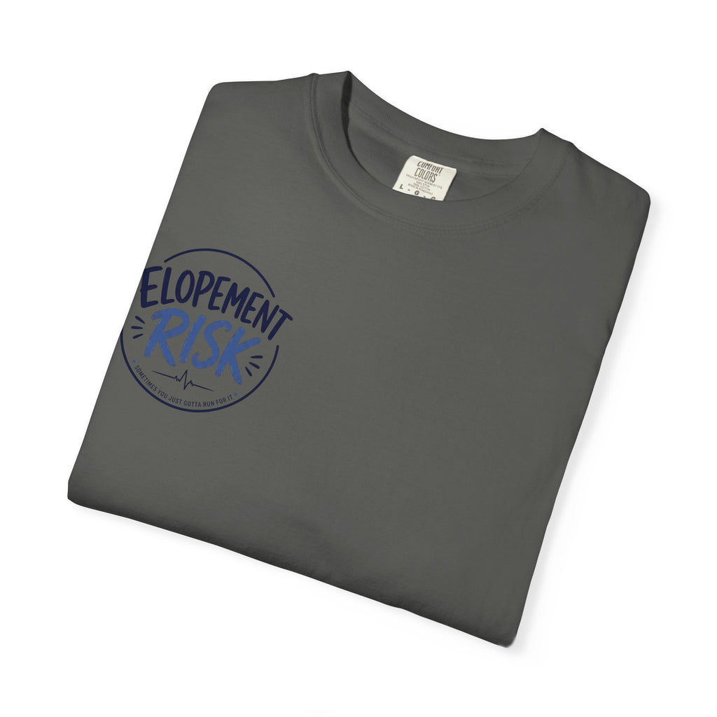 T-Shirt — 'Elopement Risk' Front & 'Bitten by a Turtle' Novelty Graphic Tee