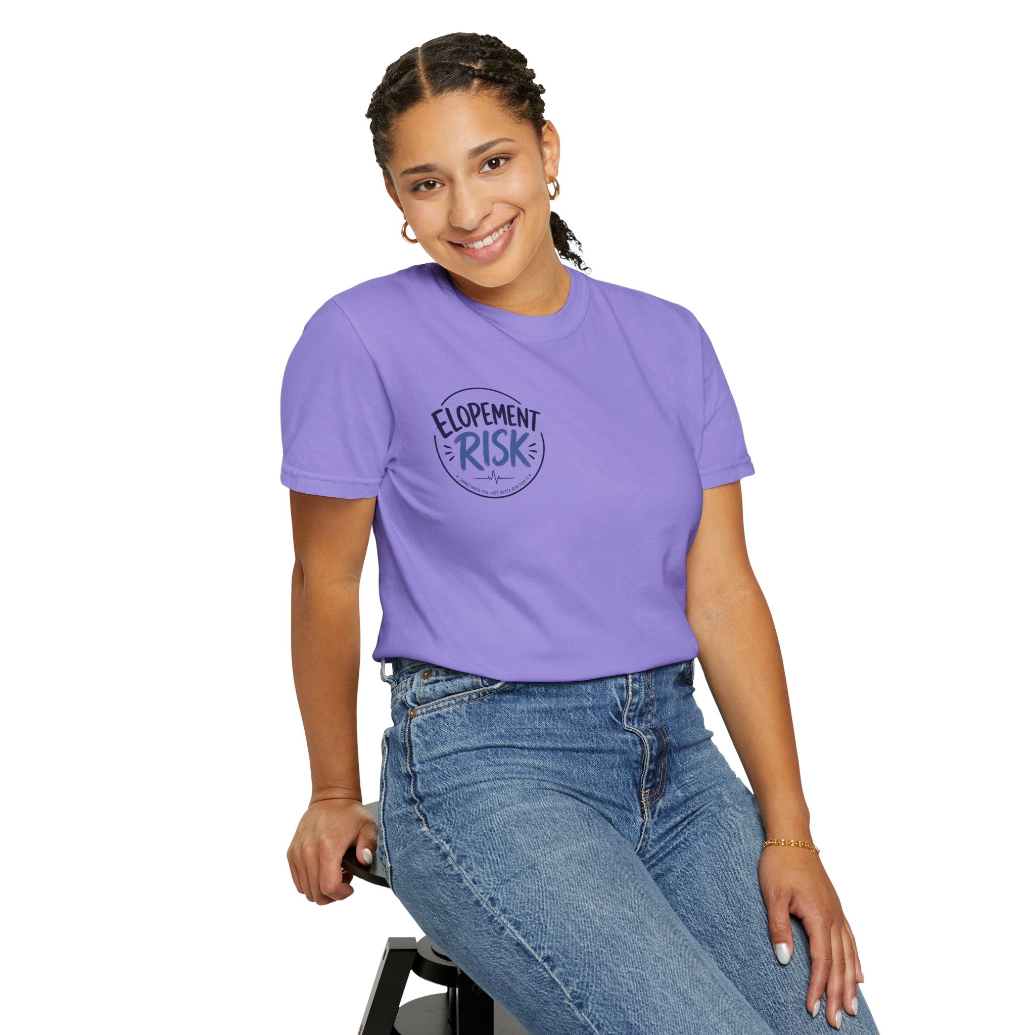 T-Shirt — 'Elopement Risk' Front & 'Bitten by a Turtle' Novelty Graphic Tee