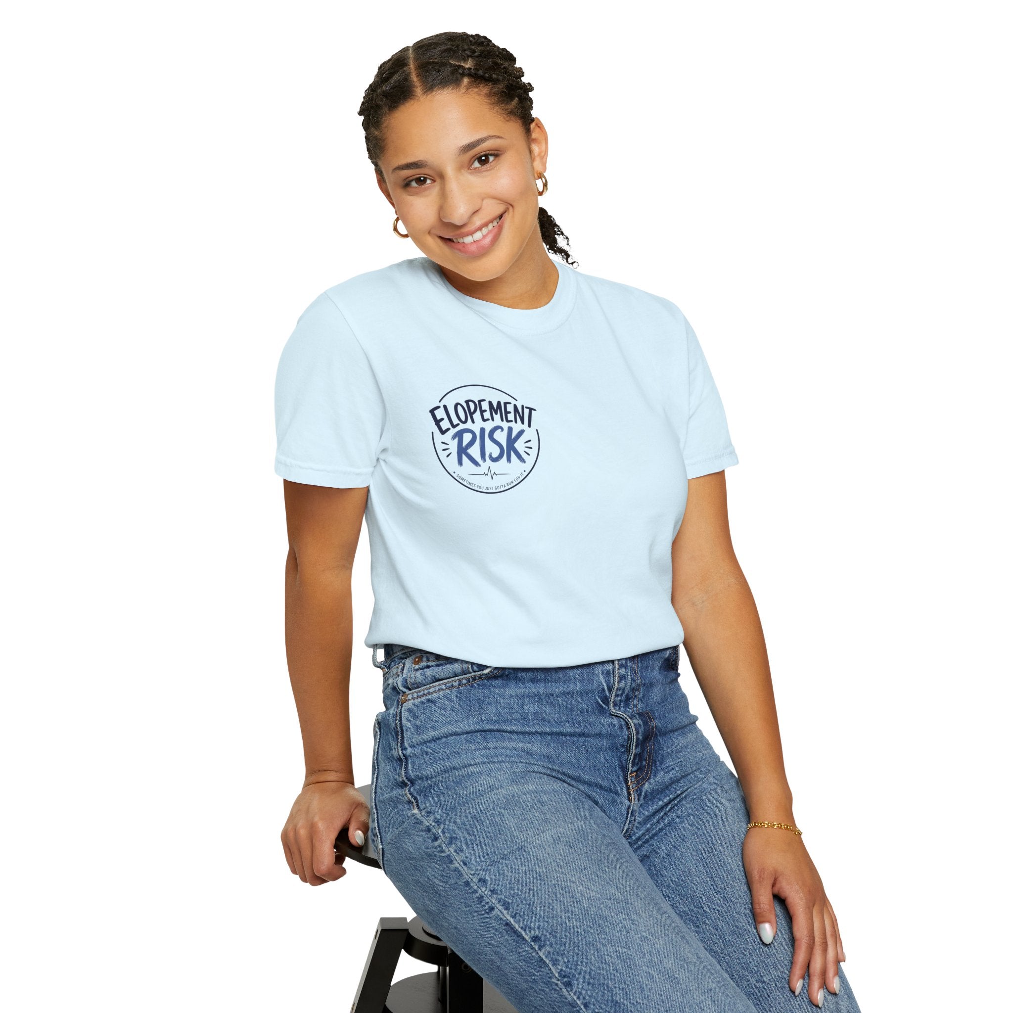 Country Nurse T-Shirt — Rustic Nursing Shirt with 'Elopement Risk' Pocket Badge