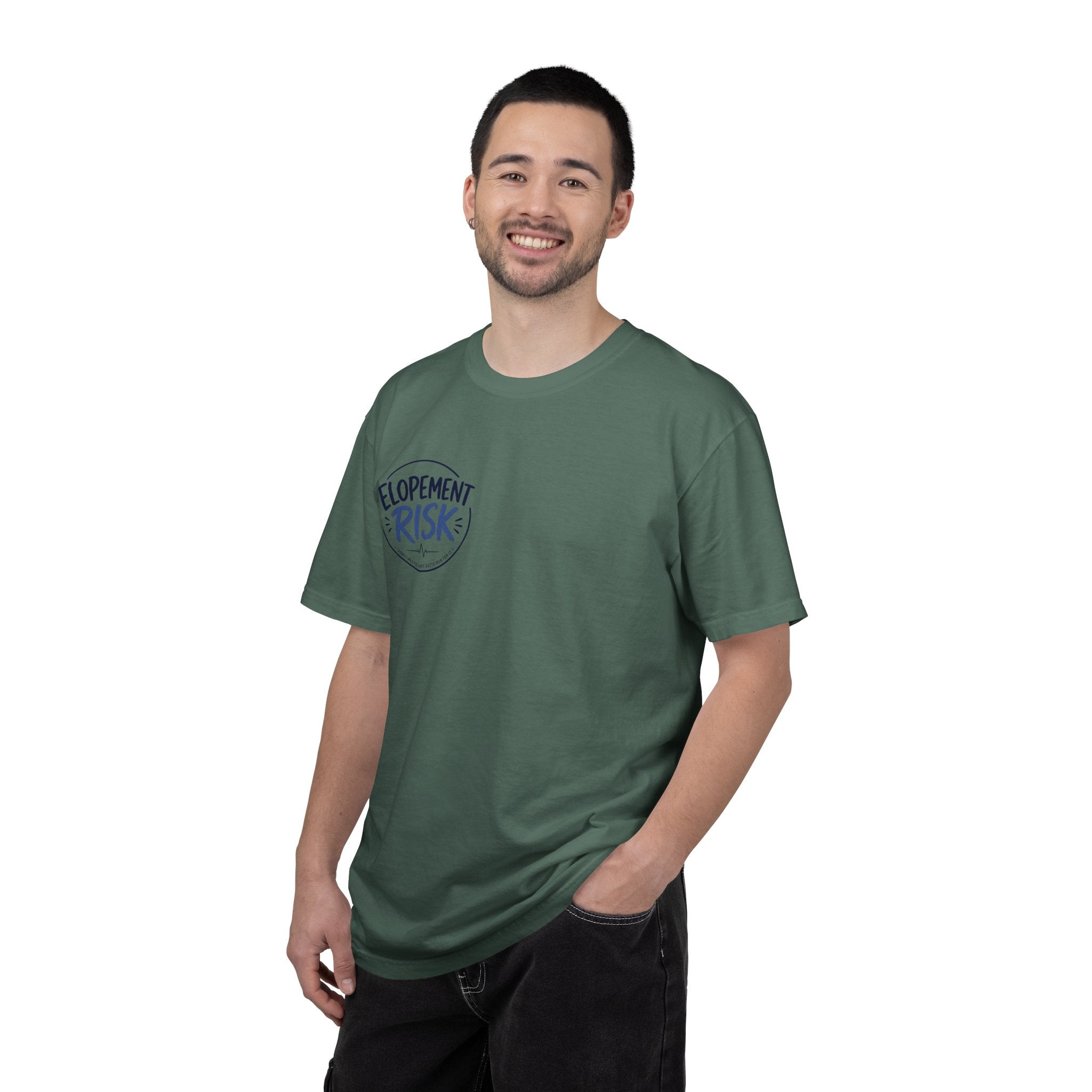 Country Nurse T-Shirt — Rustic Nursing Shirt with 'Elopement Risk' Pocket Badge
