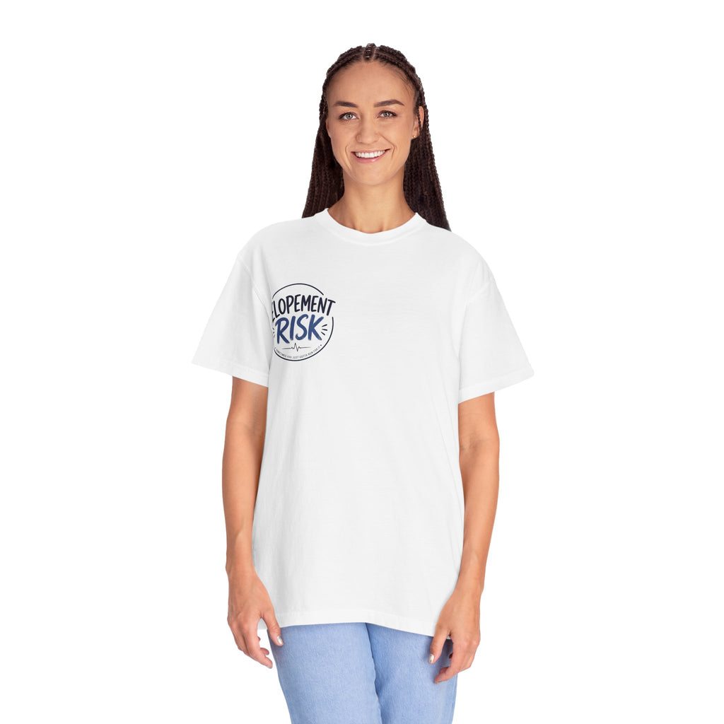 Country Nurse T-Shirt — Rustic Nursing Shirt with 'Elopement Risk' Pocket Badge