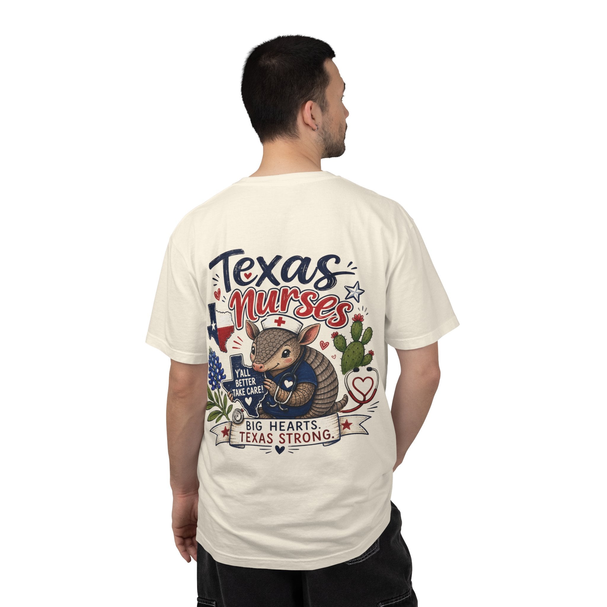 Texas Nurses T-Shirt — "Elopement Risk" Cute Armadillo Design, Big Hearts Texas Strong