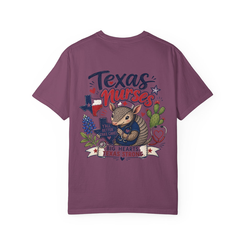Texas Nurses T-Shirt — "Elopement Risk" Cute Armadillo Design, Big Hearts Texas Strong