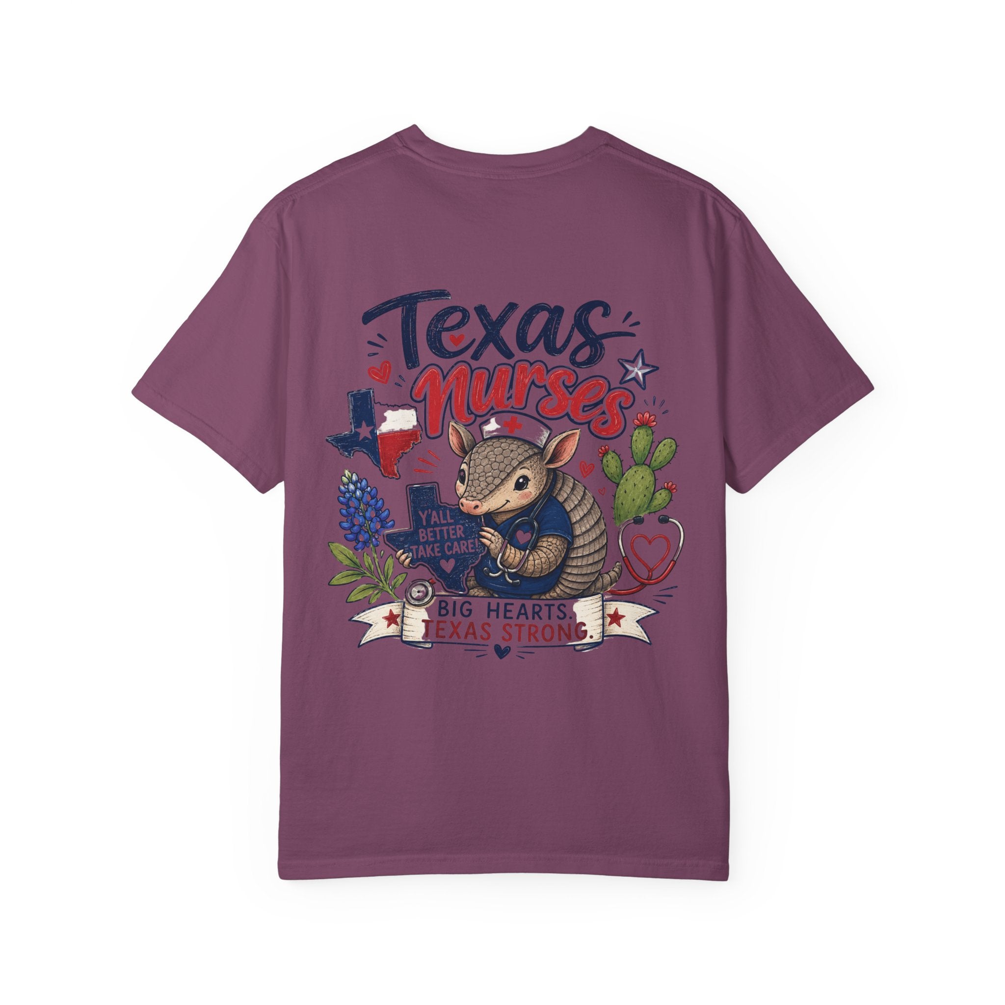 Texas Nurses T-Shirt — "Elopement Risk" Cute Armadillo Design, Big Hearts Texas Strong