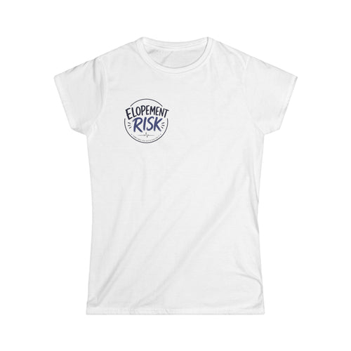 Women's Tee — "Elopement Risk" Struck By Cow Funny Nursing/Medical Humor Shirt