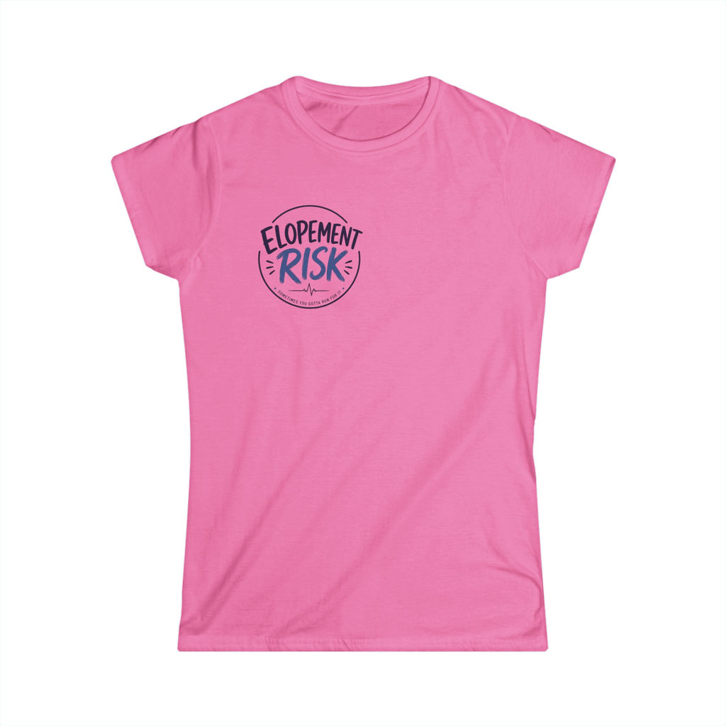 Women's Tee — "Elopement Risk" Struck By Cow Funny Nursing/Medical Humor Shirt