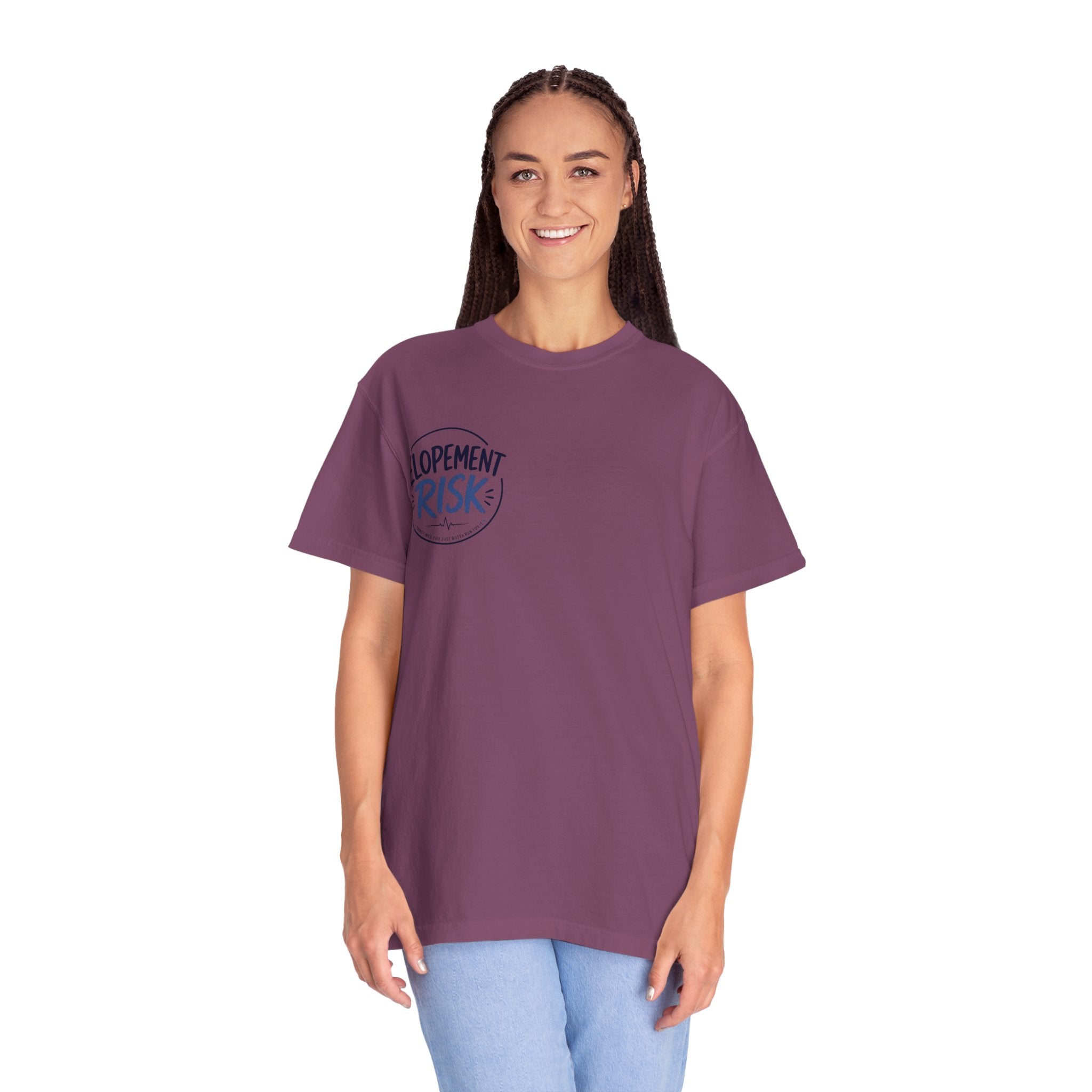Country Nurse T-Shirt — Rustic Nursing Shirt with 'Elopement Risk' Pocket Badge