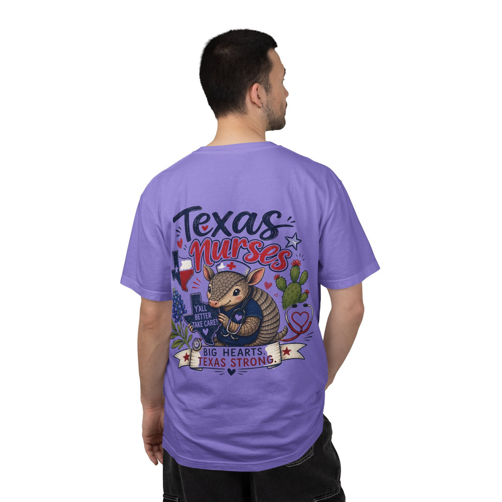 Texas Nurses T-Shirt — "Elopement Risk" Cute Armadillo Design, Big Hearts Texas Strong