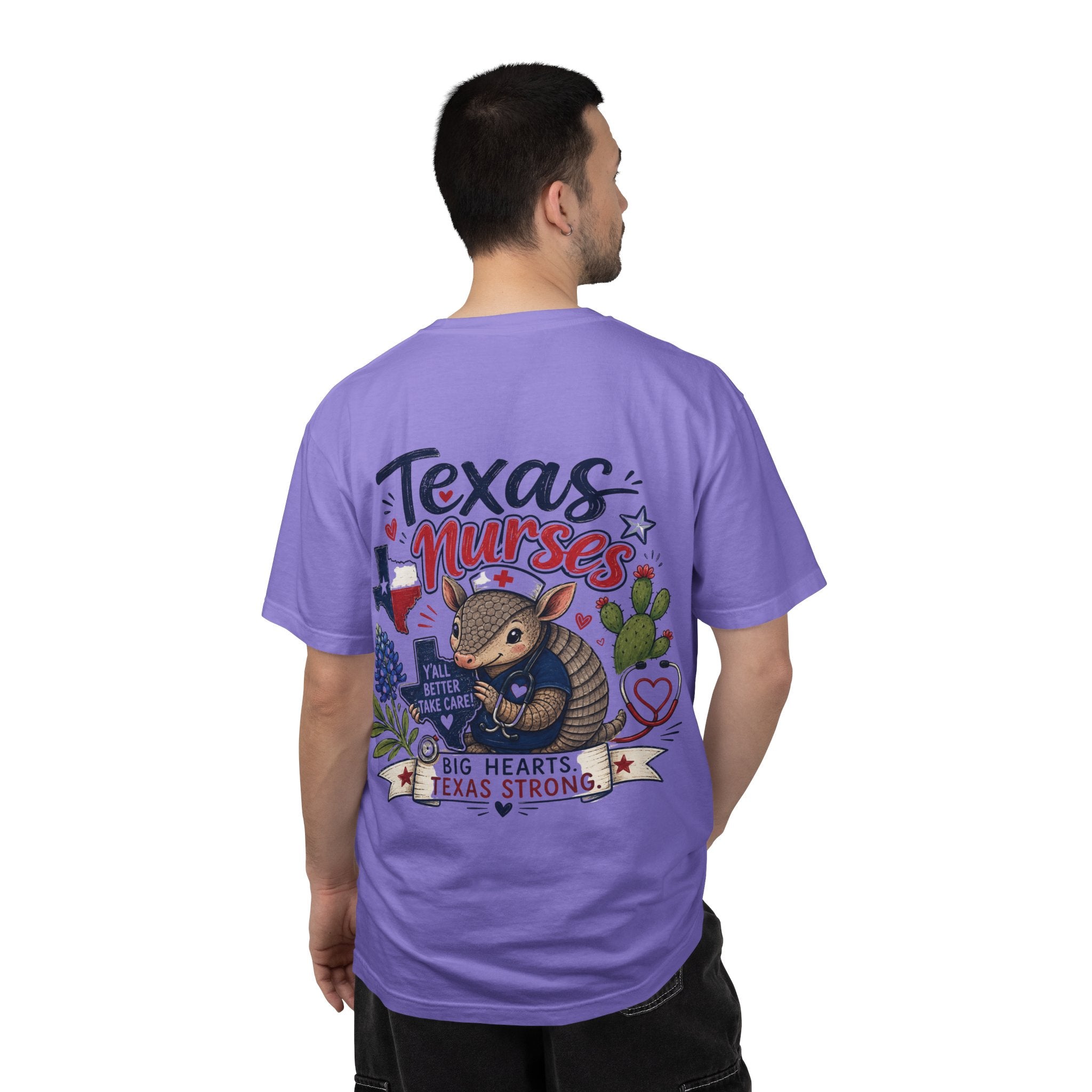 Texas Nurses T-Shirt — "Elopement Risk" Cute Armadillo Design, Big Hearts Texas Strong