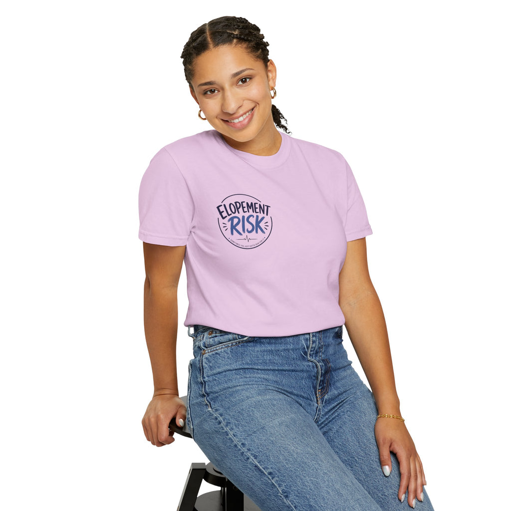 Country Nurse T-Shirt — Rustic Nursing Shirt with 'Elopement Risk' Pocket Badge