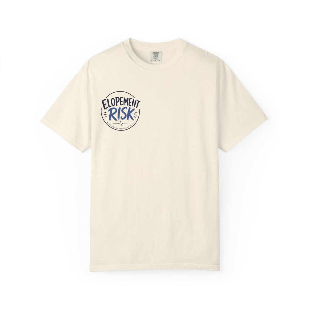 Country Nurse T-Shirt — Rustic Nursing Shirt with 'Elopement Risk' Pocket Badge