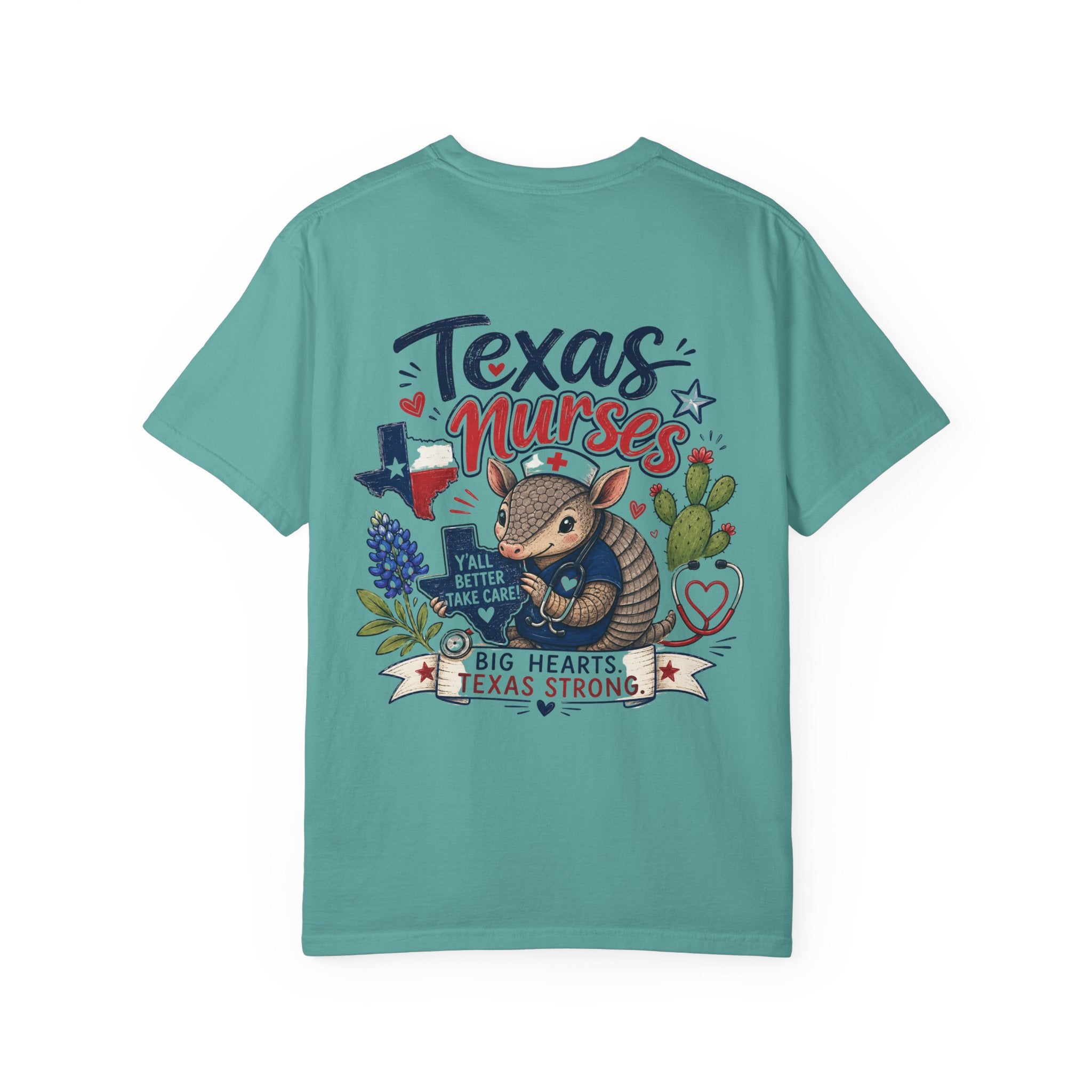 Texas Nurses T-Shirt — "Elopement Risk" Cute Armadillo Design, Big Hearts Texas Strong
