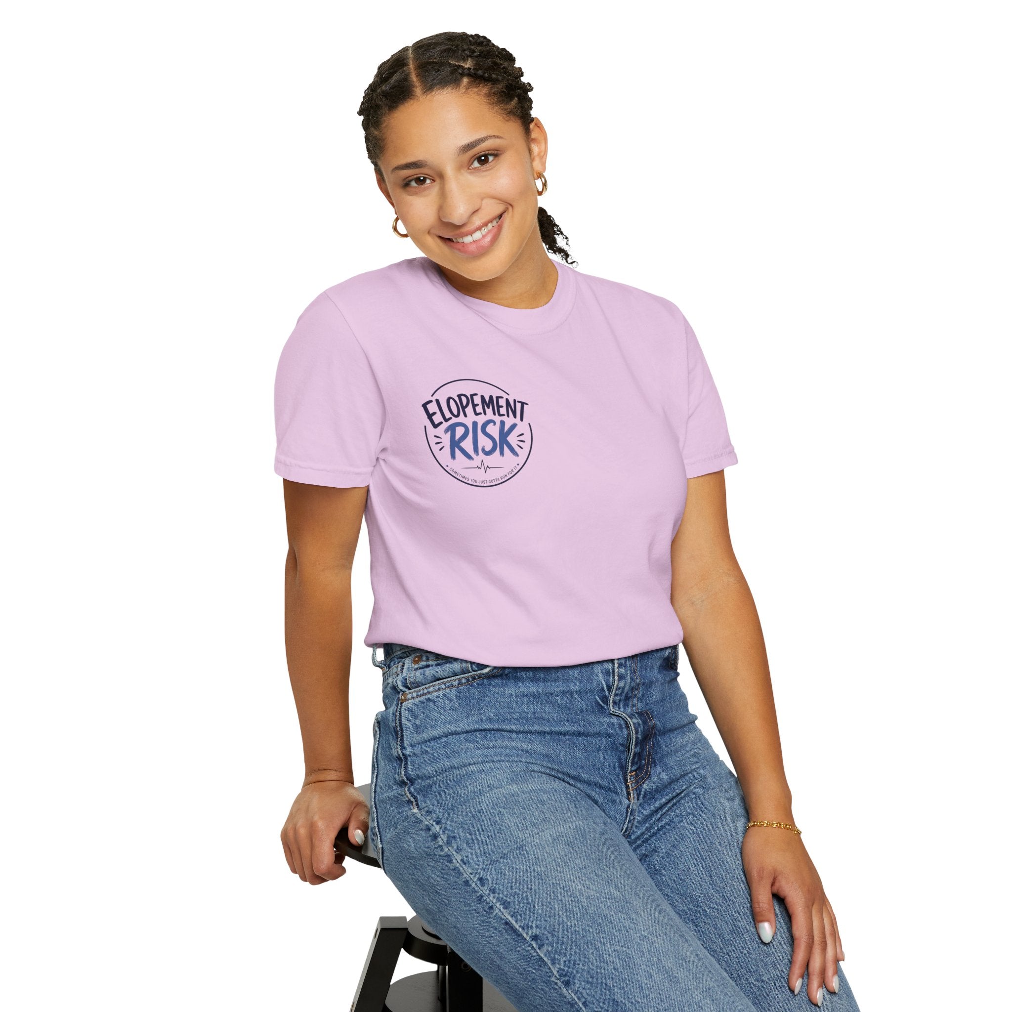 T-Shirt — 'Elopement Risk' Front & 'Bitten by a Turtle' Novelty Graphic Tee