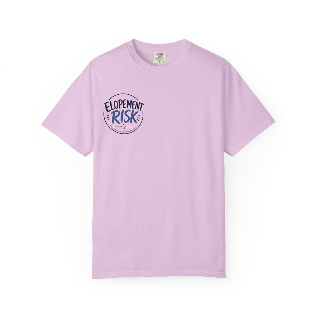 Country Nurse T-Shirt — Rustic Nursing Shirt with 'Elopement Risk' Pocket Badge