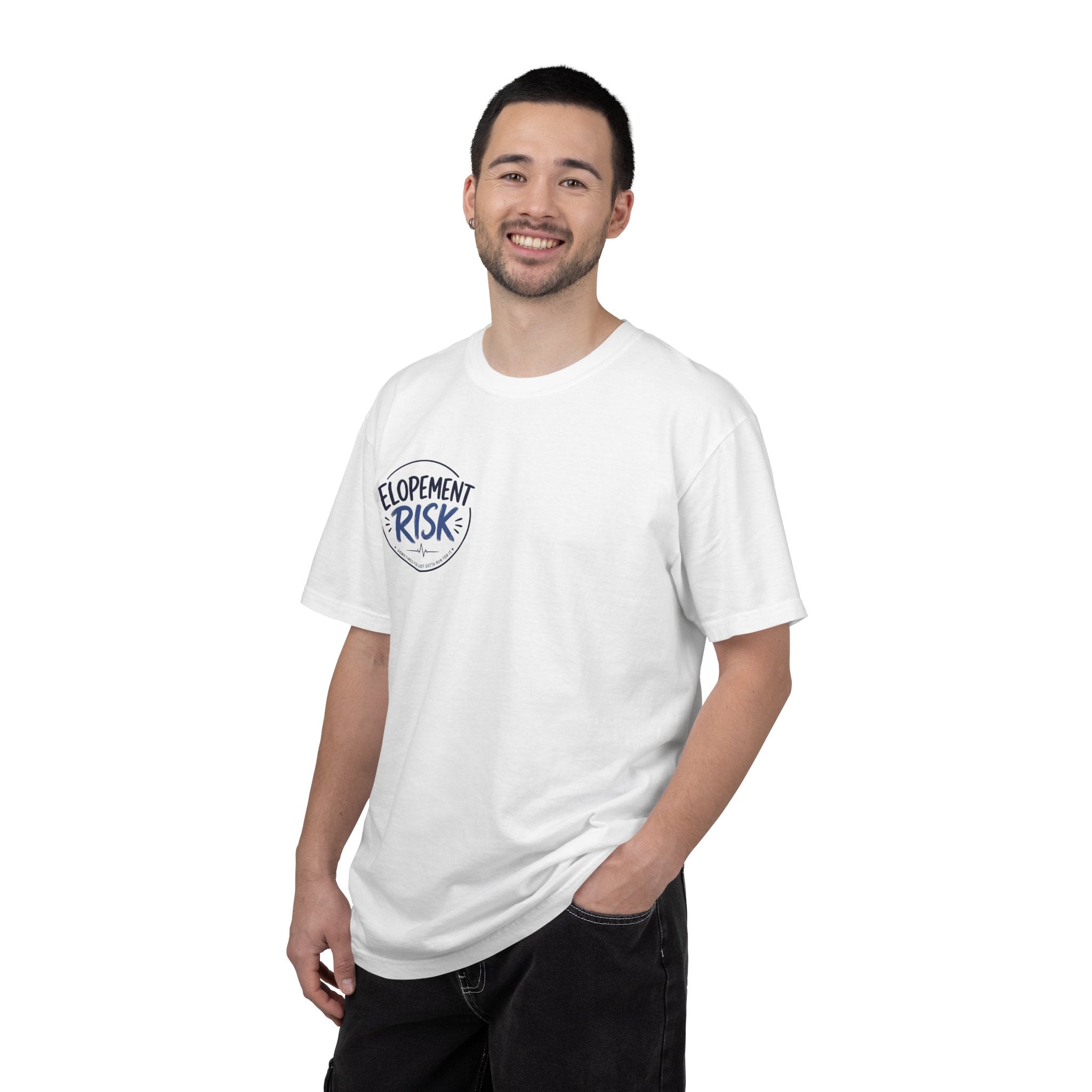 Country Nurse T-Shirt — Rustic Nursing Shirt with 'Elopement Risk' Pocket Badge
