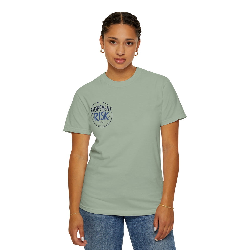 Country Nurse T-Shirt — Rustic Nursing Shirt with 'Elopement Risk' Pocket Badge