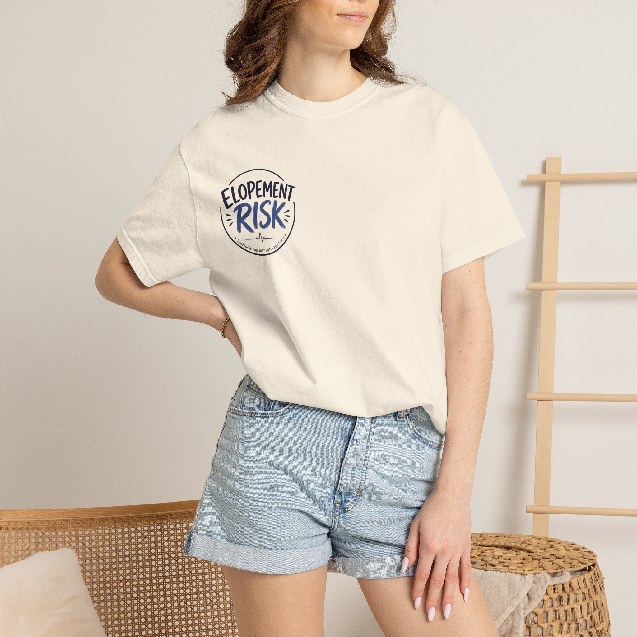 Country Nurse T-Shirt — Rustic Nursing Shirt with 'Elopement Risk' Pocket Badge