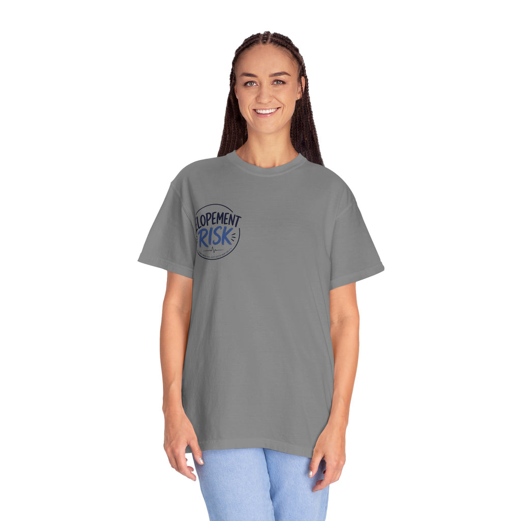 Country Nurse T-Shirt — Rustic Nursing Shirt with 'Elopement Risk' Pocket Badge