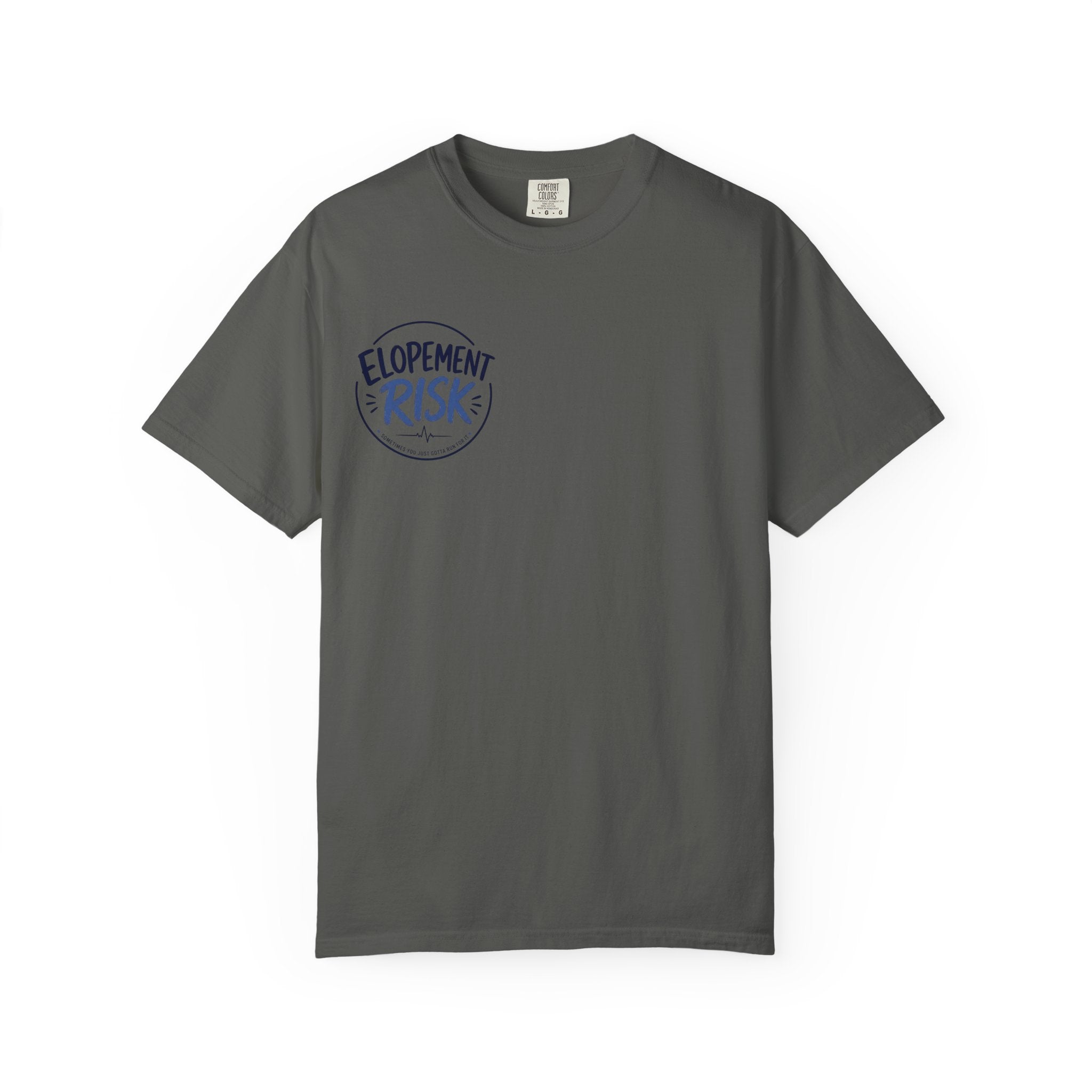 Country Nurse T-Shirt — Rustic Nursing Shirt with 'Elopement Risk' Pocket Badge