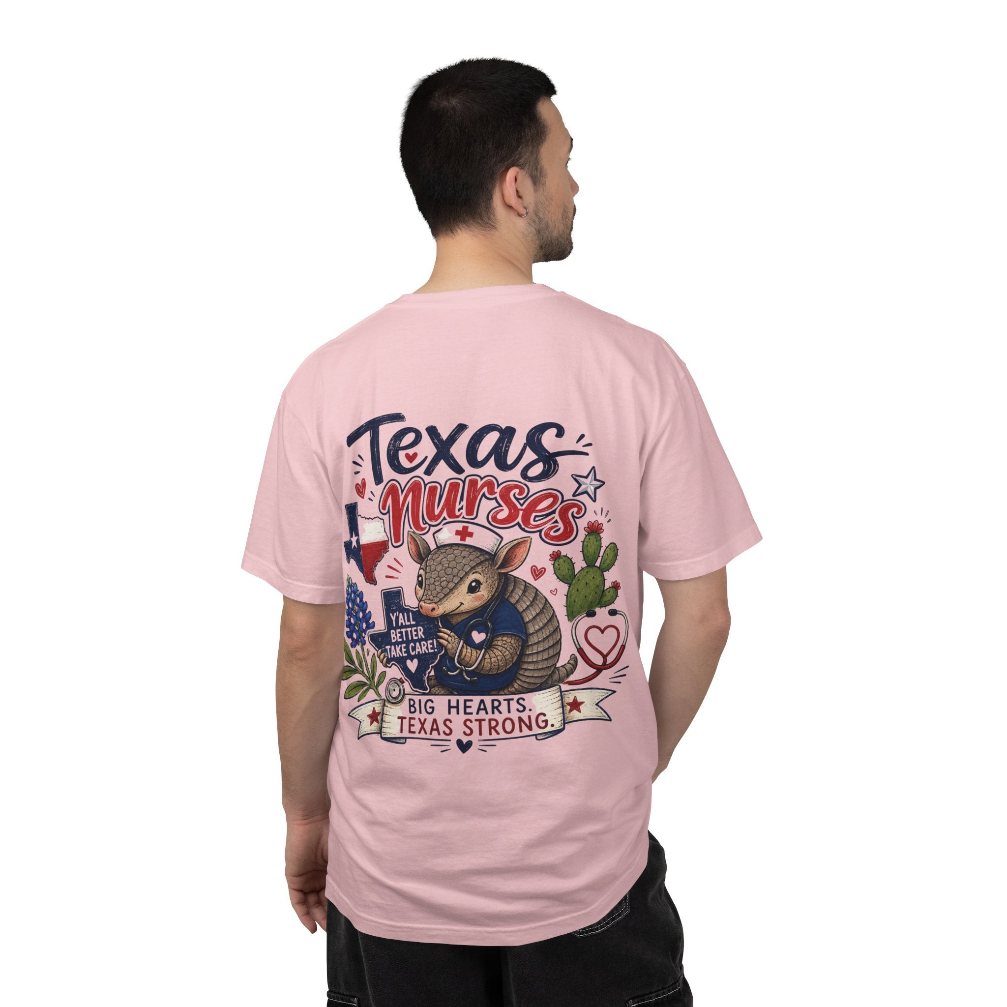 Texas Nurses T-Shirt — "Elopement Risk" Cute Armadillo Design, Big Hearts Texas Strong