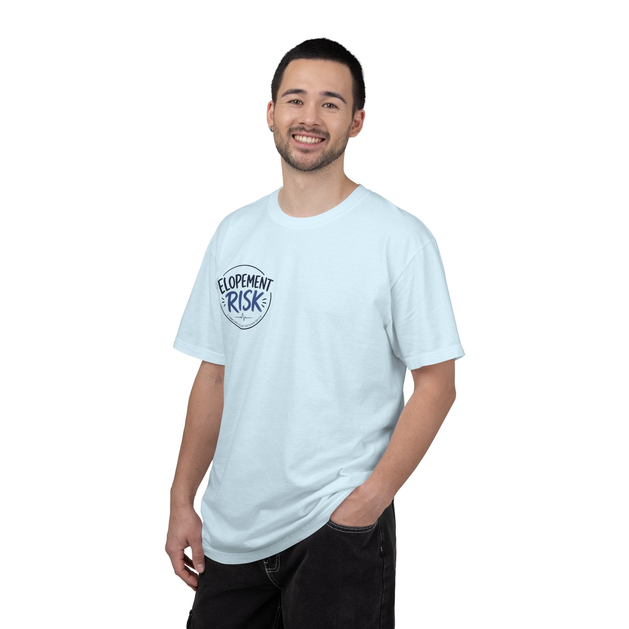 Country Nurse T-Shirt — Rustic Nursing Shirt with 'Elopement Risk' Pocket Badge