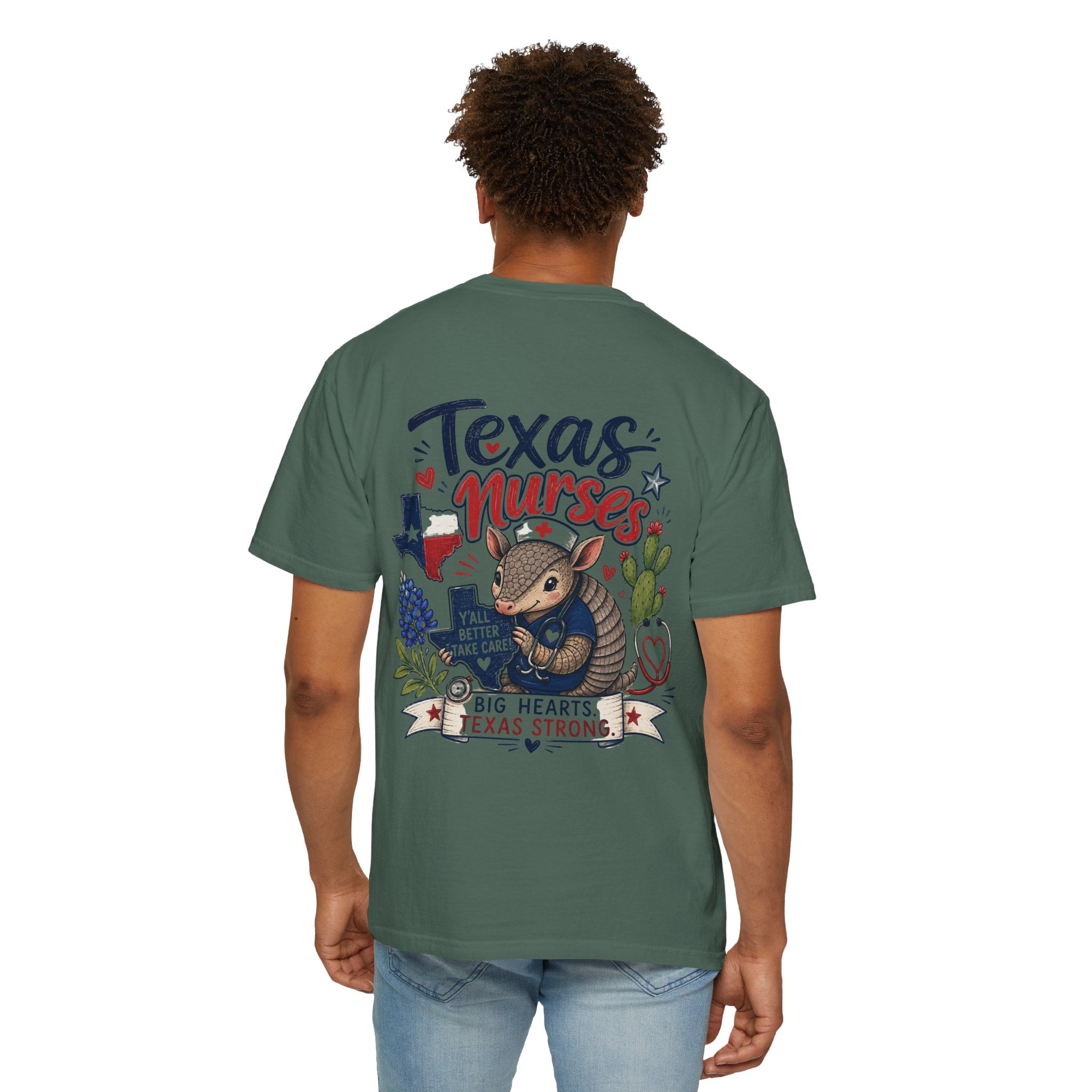 Texas Nurses T-Shirt — "Elopement Risk" Cute Armadillo Design, Big Hearts Texas Strong