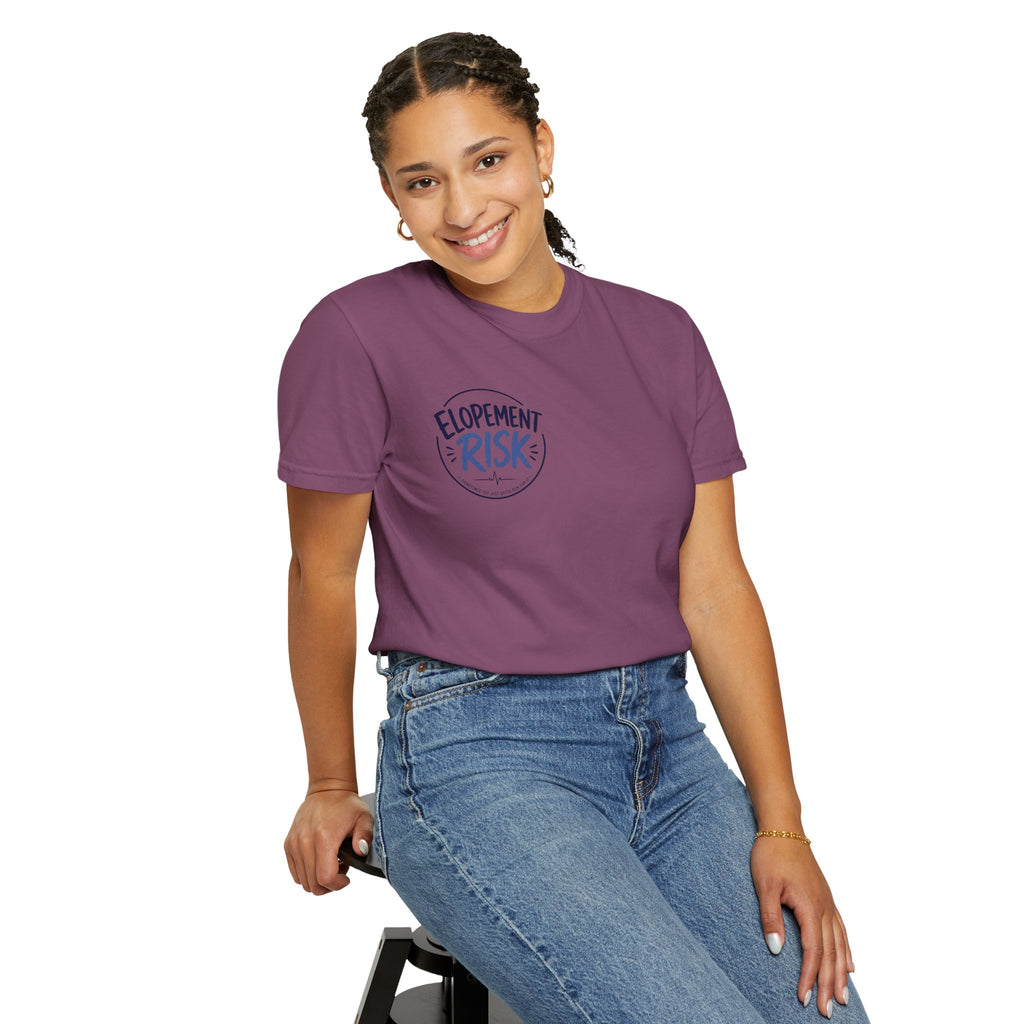 Country Nurse T-Shirt — Rustic Nursing Shirt with 'Elopement Risk' Pocket Badge